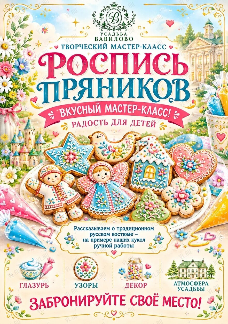 Мастер‑класс по росписи медово‑имбирных пряников (Усадьба Вавилово)