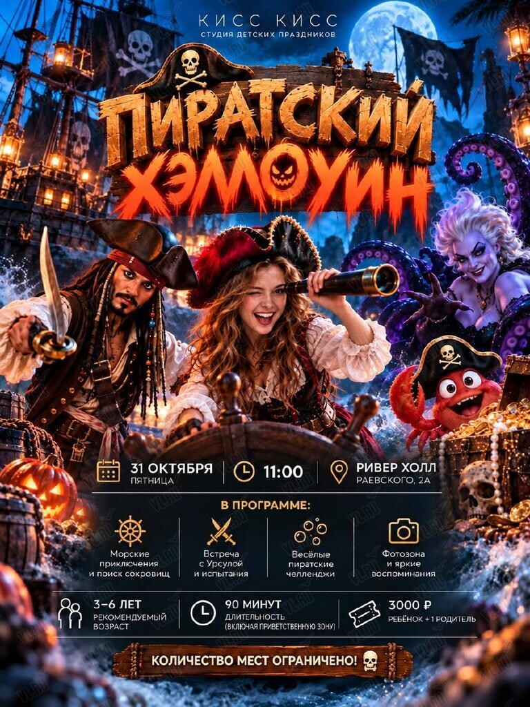 Детская программа «Пиратский Хэллоуин с морскими приключениями» (Ривер Холл)